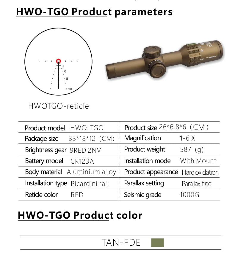 Holy Warrior HWO TGO 1-6x24mm 30mm LPVO Scope – 007 Airsoft Ltd.