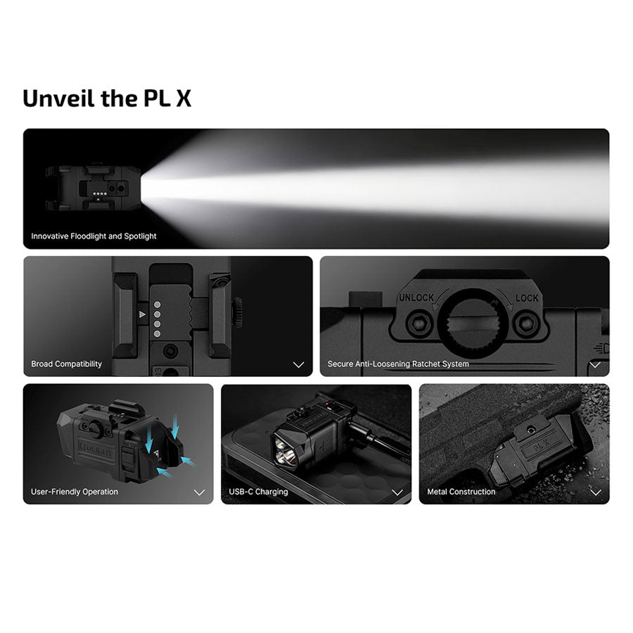 Olight PL X 1200 Lumens Dual Beams Tactical Rail Mounted Light (Rerchargeable)