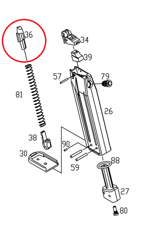 KJ / ASG P-09 Magazine Follower