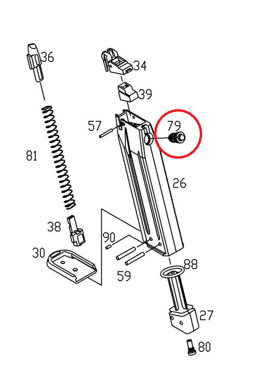 KJ / ASG P-09 Green Gas Magazine Release Valve