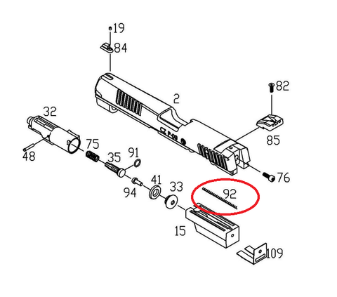 KJ P-09 Nozzle / Cylinder Return Spring