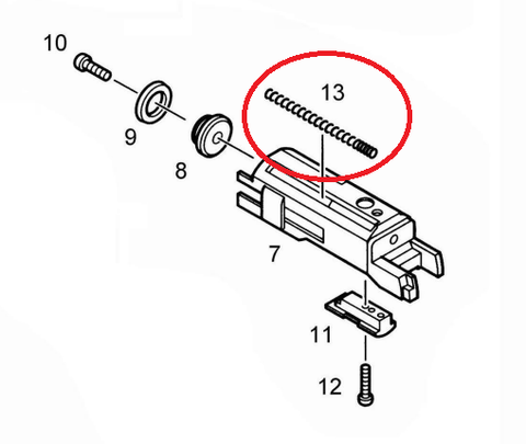 KJ 1911 / Hi-Capa series Nozzle / Cylinder Return Spring