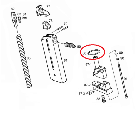 KJ 1911 弹匣底座 O 形圈